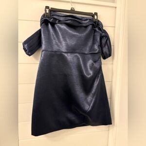 Likely - Navy metallic Off-Shoulder Dress